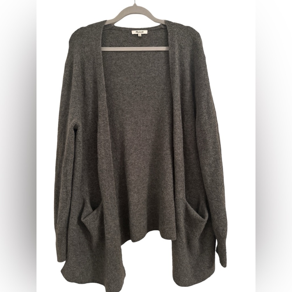 Madewell Gray Cardigan Alpaca and Wool Blend Open Front Super Soft Size Large